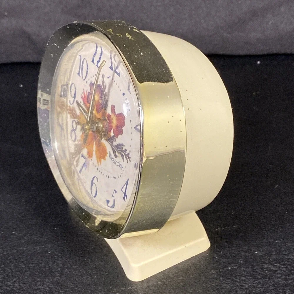 Vintage Westclox Alarm Clock Lady Ben‎ Wind Up Flower Faced 1990 Working